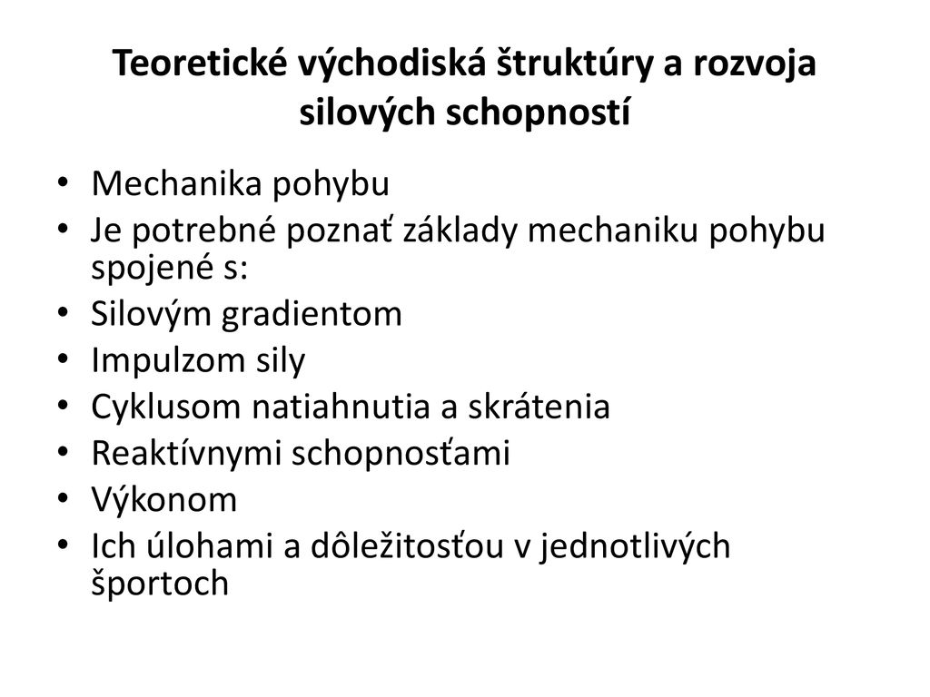 Silov Schopnosti Ppt St Hnout